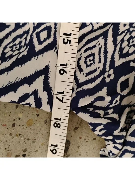 Beachlunchlounge S Dress Blue & White 3/4 Sleeve High Low Above the Knee Viscose - Picture 8 of 9